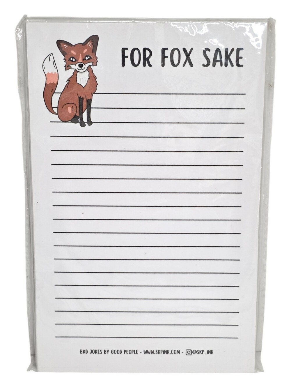 For Fox Sake Lined Notepad Stationery From Bad Jokes By Good People Skpink Brand